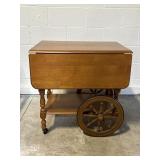 Vtg Colonial Wood Drop Leaf Serving Cart/Table