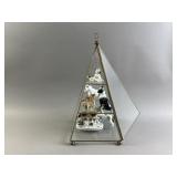 Vtg Glass Pyramid Display Case W/ Dog Figures