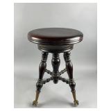 Victorian-era Piano Stool w/Glass Ball Claw Feet