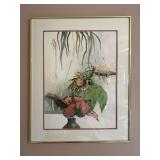 Signed Watercolor of Botanical Still Life, Framed