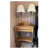 Antique Washstand Side Table & Lamp Pair