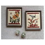 Embroidered Birds Wall Art & Stone Inlay Boxes