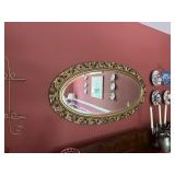 Large Ornate Gold Tone Oval Wall Mirror