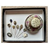 Vtg / Antique Stickpins & Holder
