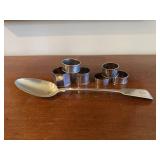 XL Sterling Spoon and 6 Sterling Napkin Holders