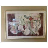 Large Framed Abstract Floral Watercolor Style