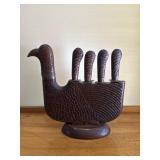 Carved Wooden Bird Form Knife Set w/ Stand