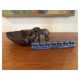 Stone and Wood Elephant Carvings