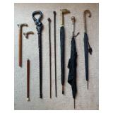 Antique Gold Plated Umbrella & Walking Sticks