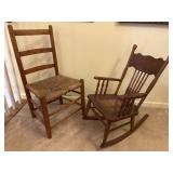 Antique Cane Seat Childrenï¿½s Rocker & Chair