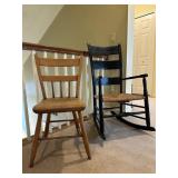 Shaker Ladderback Rocking & Atq Plank Seat Chairs