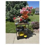 Rolling Cart w/ Assorted Decor and Cookware