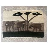 Handwoven African Tapestry Rug Of Elephants