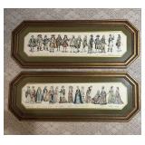 History of French Fashion Framed Lithograph Pair