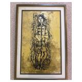 Signed Modernist Female Figure Print