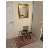 Antique Runner Rug, Gold Mirror & Luggage Rack