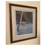 Signed Number Michigan Blue Heron Art Print