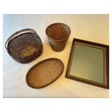 Decorative Baskets & Wall Mirror