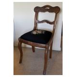 Carved Wood Chair with Needlepoint Seat Cushion