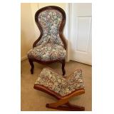 Victorian Mahogany Ladies Chair & Gout Footstool