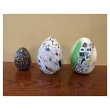 Boda Sweden & Murano Style Egg Paperweights