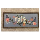 Hand Embroidered 1960ï¿½s Style ï¿½Loveï¿½ Framed Art