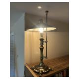 Bouillotte Brass Shade Candle Arm Table Lamp