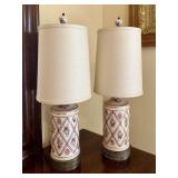 Chinoiserie Famille Rose Style Porcelain Lamp Pair