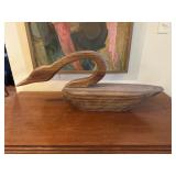 Large Hand-Carved Modernist Wooden Swan