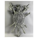 Vtg Cast Aluminum Medieval-Style Shield Wall Decor