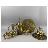 Vintage Etched Brass Serving Sets & More