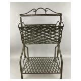 Vintage Black Wrought Iron Magazine Rack