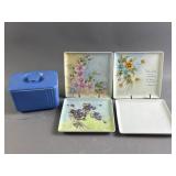 Vtg Hall China Refrigerator Dish & Floral Plates