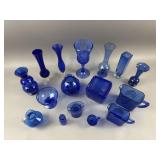 Collection of Vintage Blue Glass Depression & More
