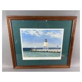 Framed/#/Signed "Charlevoix South Pier Light"