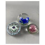 Vintage Blue Art Glass Floral Paperweight & More