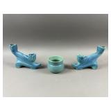 Signed Van Briggle Pottery Tulip Candle Holders