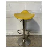 Contemporary Yellow Vinyl Adjustable Bar Stool