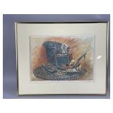 Framed/Signed/# Watercolor Painting by Ratterman
