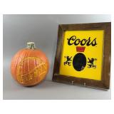 Vintage Coors Bar Sign & Blue Moon Pumpkin