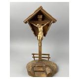 Vtg Hand-carved Wooden Crucifix from Italy