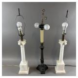 (2) Porcelain Lamps (1) Brass Lamp
