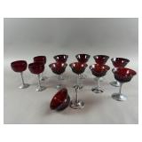 Vintage Ruby Red & Chrome Stem Glasses