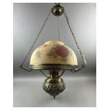 Reverse Painted Glass Shade Hanging Pendant Lamp
