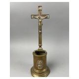 Antique German Brass Table Crucifix