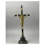 Antq/Vtg Black Lacquered Wood Crucifix