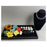 Floral Themed Vtg Costume Jewelry