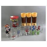 Vtg Mahogany Glass Cups & More