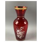 Vintage Norleans Italy Ruby Red Glass Vase