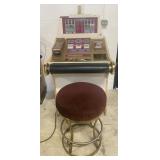 Vtg Sigma Slot Machine Flyer Slant Top w/ Stool